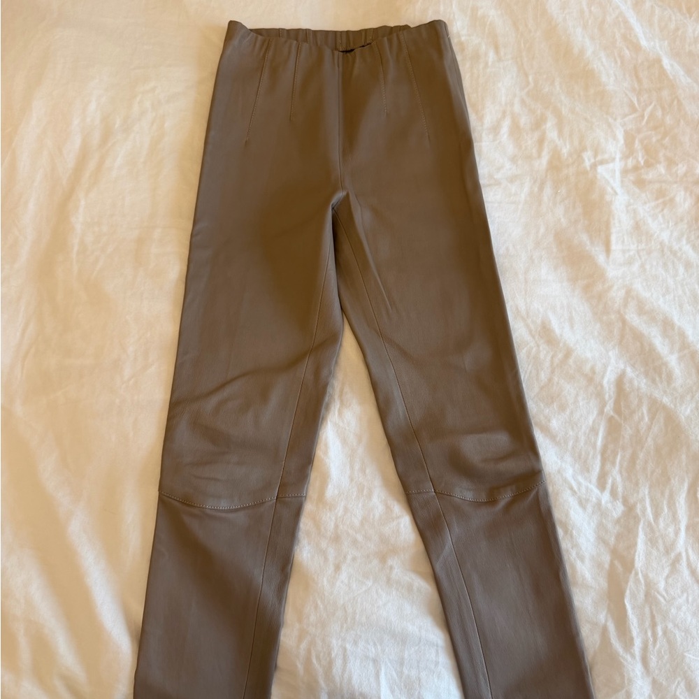 Dorothee Schumacher Lamb Nappa Leather Pants Taupe Brown Size 1 (Small)
